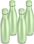 17oz Cola-Bottle Shaped Stainless Steel Leak-proof Water Bottle,Double Wall Vacuum Insulated Metal,Travel Mug For Sports Indoors & Outdoors,BPA-Free School Kids Flasks,Green(4Pack)