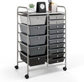 GOFLAME 15-Drawer Rolling Storage Cart, Multipurpose Movable Organizer Cart, Utility Cart for Home, Office, School, Gray Gradient