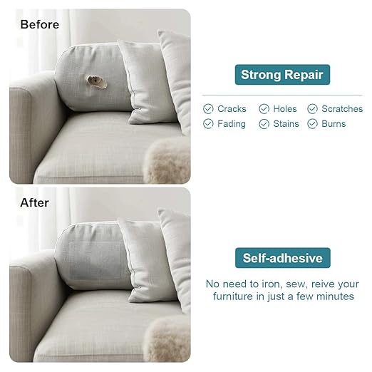 J.CARP 2Pcs Linen Repair Patches, Large Self-Adhesive Fabric Patch for Sofas, Couch, Furniture, Car Seats (8 * 11 inches-2PCS Floral Khaki)