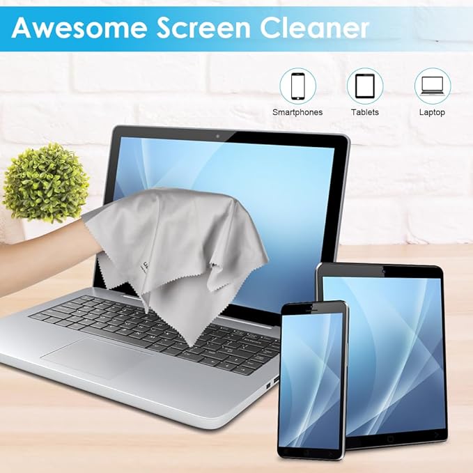 6PCS Large Eyeglass Cleaning Cloths, 12 x12 inches Glasses Cleaner, Individually Wrapped, Premium Microfiber Cleaning Cloth for Glasses, TV, Laptop Screens and Lens, Easier to Grip and Use
