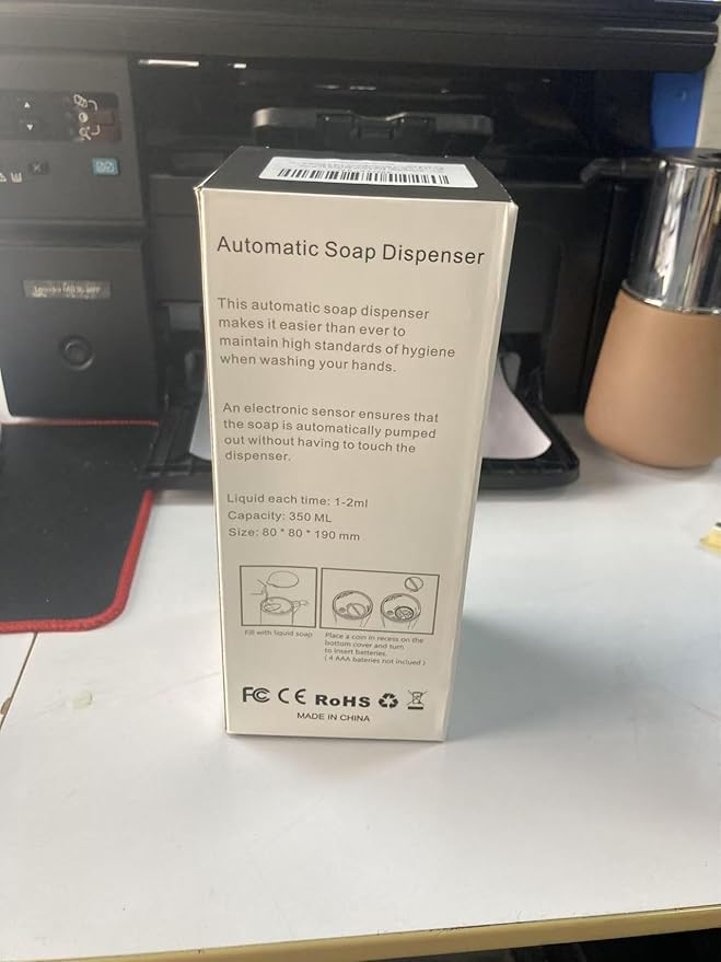 Automatic Soap Dispenser Touchless 11.8oz 4-Level Adjustment Auto Hand Soap Dispenser Stainless Steel Battery Operated for Bathroom Kitchen Hotel