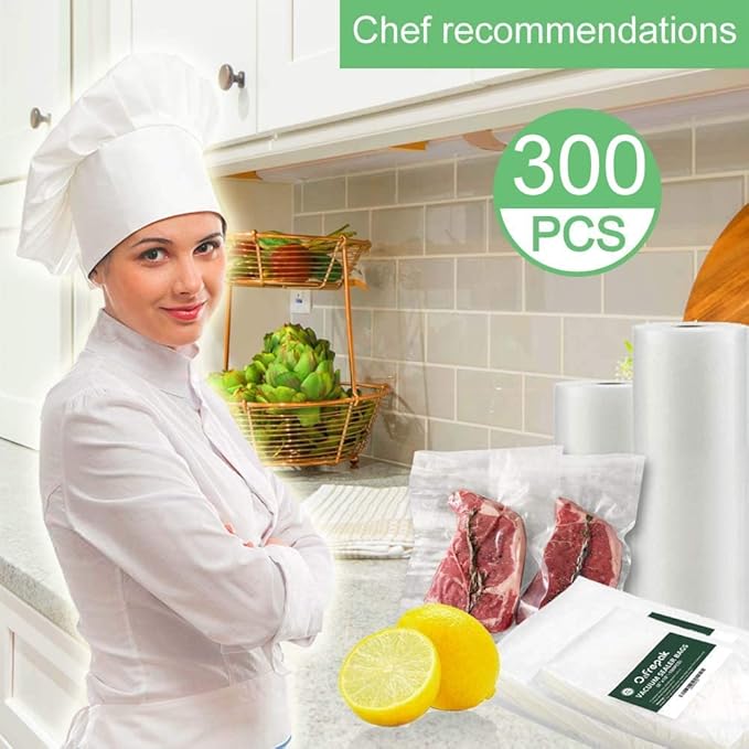 O2frepak 300 Count 6x10 Pint Vacuum Sealer Bags with BPA Free and Heavy Duty, Vacuum Seal Food Sealer Bags,Great for Food Storage Vaccume Sealer PreCut Bag