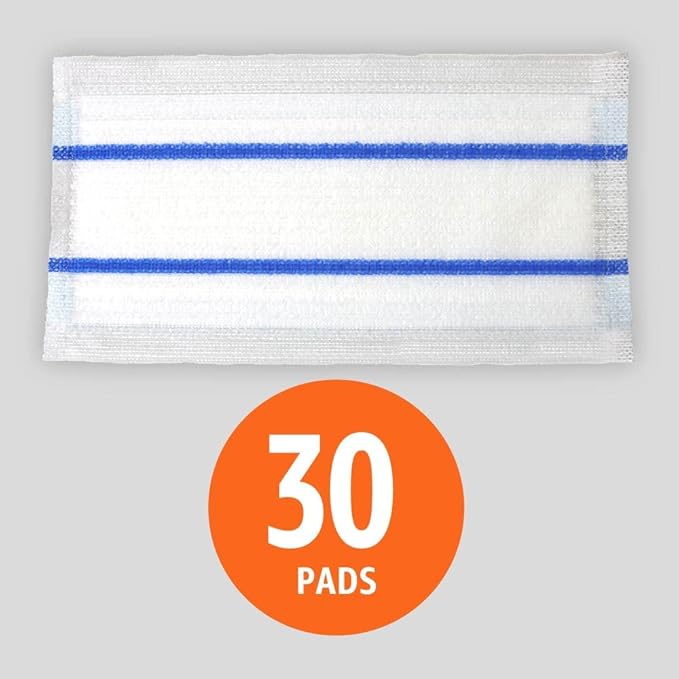 Amazon Basics Heavy Duty Floor Mopping Pads with Microfiber, Fits Swiffer WetJet Mopping Systems, 30 Count (Pack of 1)