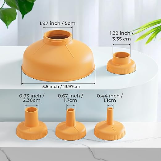 Wide Mouth Kitchen Funnel, Food Grade Plastic Cooking Canning Funnel with 4 Sizes Spouts for Filling Wide and Regular Mason Jars, Spray Dropper Oil Bottle Jug Spices Shampoo Sauce