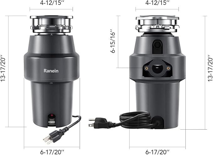 Upgraded 1/2 HP Garbage Disposal with Power Cord, Quiet & Powerful Stainless Steel Grinding System, Continuous Feed Kitchen Sink Waste Disposer – DeepCut Series