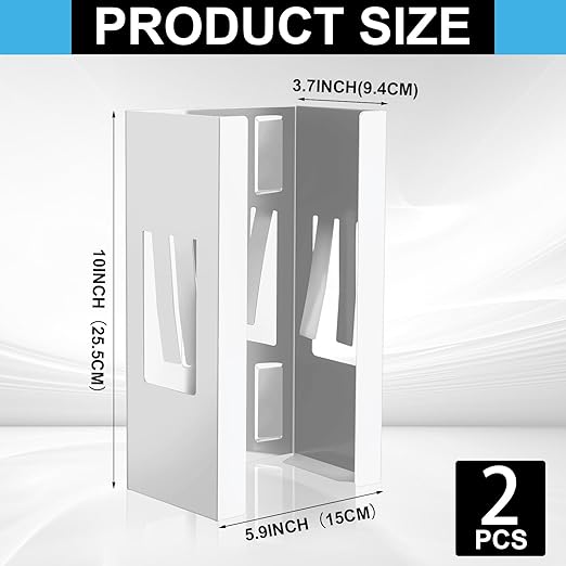 Lounsweer 2 Pcs Magnetic Glove Dispenser Holders Wall Mount Boxes of Gloves Commercial Quality Towels Wipes Paper Tissue Box Holder Kitchen Fridge Office Workshops Garage Tool Hospital(White)