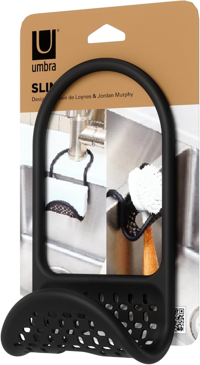 Umbra Sling Kitchen Sink Accessory, Single-Sided Sponge Holder, Black