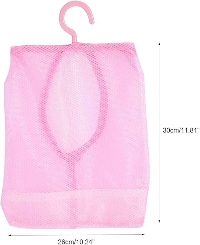 Clothespin Bag, Multi Purpose Hanging Mesh Storage Bag Clothespin Bag with Hanger for Socks Stockings Bra Underwear Bathroom(Pink)