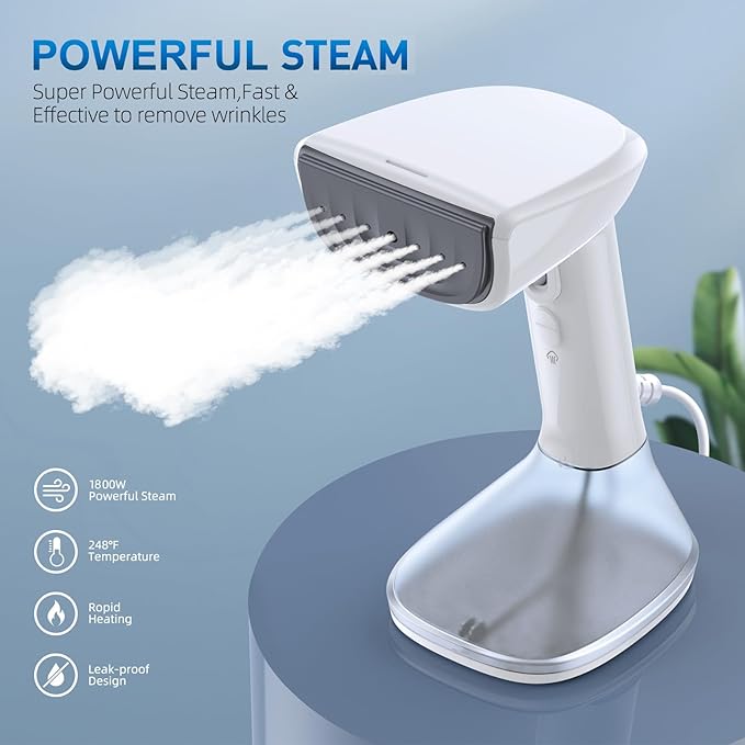 Steamer for Clothes - 1800W Powerful Steam, 2 Modes for Wet and Dry Ironing, 20-Second Fast Heat-up,Detachable Water Tank with Heat-Resistant Gloves -Removing Wrinkles.Only for 120V Countries.White