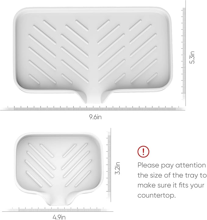 Kitchen Soap Tray,Kitchen Sink Tray Sponge Tray Kitchen Sponge Holder Self Draining Premium Silicone Soap Holder for Bathroom Kitchen Counter Sink Caddy Organizer for Dish Soap Bottle,Soap Dispenser