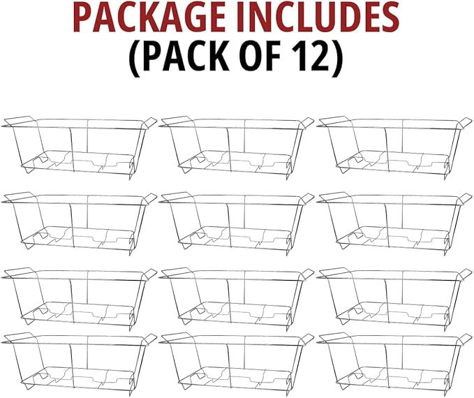 12 Pack Chafing Wire Rack Buffet Stand Chrome Frame for Events, Parties, Wedding, & Birthday Party Catering, Full Size Chafing Stand for Dish Serving Trays, Food Warmer Catering Supplies