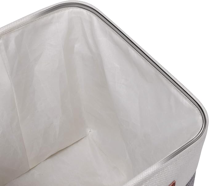 Univivi 10.5 Inch Fabric Cube Bins with Hard Bottom, 4 Pack Storage Baskets with PU Handles for Shelves Closet Foldable Storage Bins for Organizing (Gray,10.5" x 10.5" x 11")