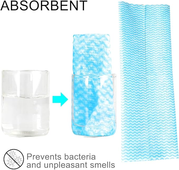 100 Count Disposable Cleaning Towels and Dish Cloths,Super Absorbent Dishcloths,Multi-Surface Cleaning Wipes for Kitchen Dishes, Windows, Bathroom (Blue)