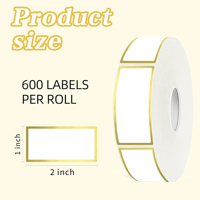 600 Golden Border Removable Freezer Labels Water Oil Resistant with Perforation Line for Food Containers Jars Pantry Organization (Ink Quick-Dry，1” x 2”)