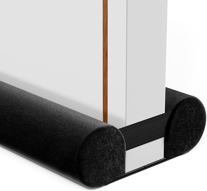 Door Draft Stopper for Bottom of Door, Under Door Gap Filler/Seal for Big Gap, No Folding Required, Flexible Installation Door Sweep soundproofing Strip for Home & Apartment, 32-36in, Black