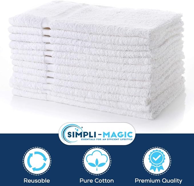 Simpli-Magic 79251 White Hand Towels, 16"x27", 12 Pack