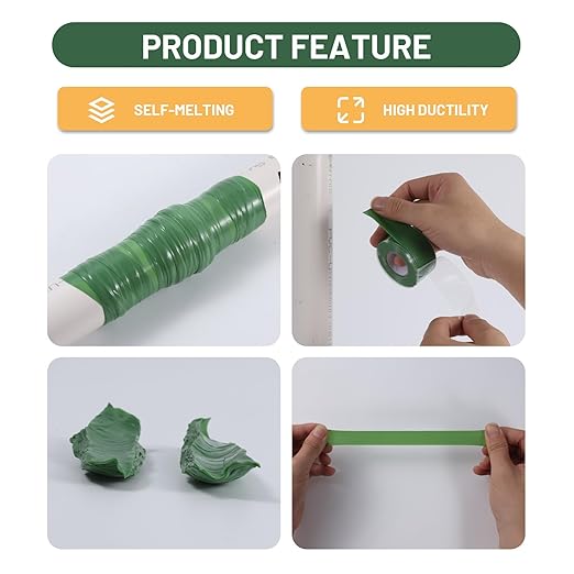 Self Fusing Silicone Tape 4 Rolls 1 in x 10' Green Waterproof Rescue Tape Rubber Leak Silicone Self-amalgamating Tape for Plumbing, Sealing Pipes, Hose Repair, Outdoor Coax and Tool Fixation