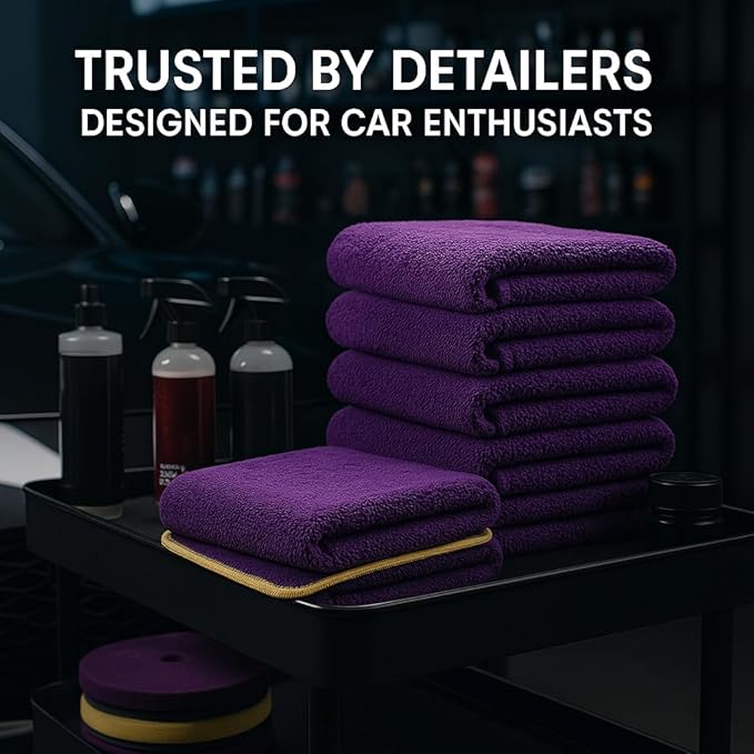 6 Pack Reusable Pak Details Micro Fiber Towels Car Detailing | 16x16 Ultra-Absorbent & Dual-Sided Car Microfiber Towel for Polishing, Wax Removal & Buffing | Lint & Streak-Free | Auto Cleaning Cloths