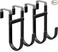 FYY Over The Door Hooks - 2 Pack Heavy Duty Dual-Hook Organizer Hanger with Non-Slip Rubber for Towels, Clothes, Hats & Bags Use in Bathroom, Bedroom, Kitchen - Fits Interior Doors Up to 1 3/8" Black