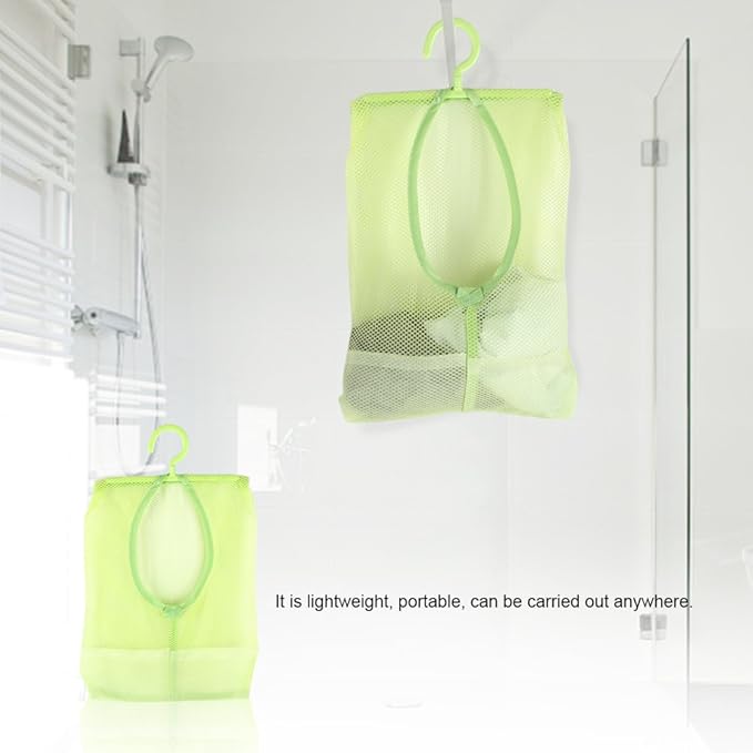 Clothespin Bag, Multi Purpose Hanging Mesh Storage Bag Clothespin Bag with Hanger for Socks Stockings Bra Underwear Bathroom(Green)