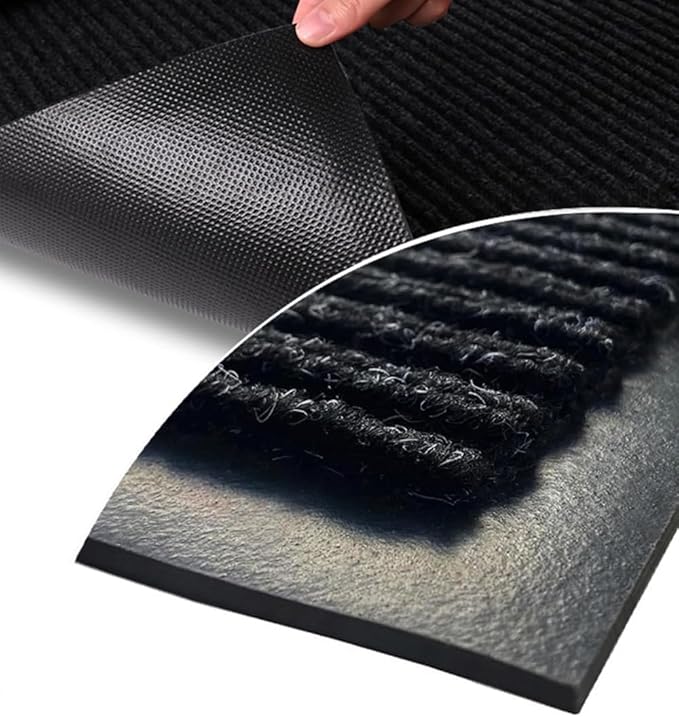 SRDDQLC Door Floor Mat Commercial Grade Large Size Heavy Duty Tough Entry Collection Slip Skid Entrance Mat with Rubber Backing Low Profile and Easy to Clean Indoor Outdoor Rug,3x4FT,Black