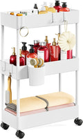Pipishell Slim Storage Cart with Wheels, Bathroom Cart Organizer Bathroom Storage Small, Rolling Cart for Bathroom, Laundry Room, Kitchen, Narrow Space, White PIUC04W