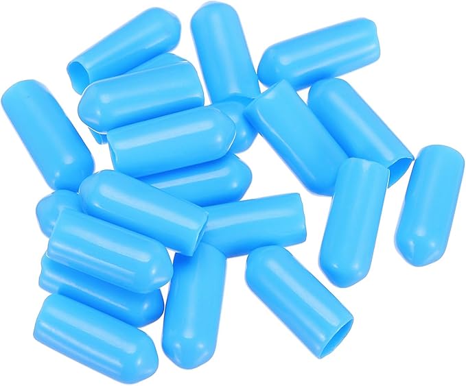 uxcell 20pcs Rubber End Caps 6mm(1/4") ID Vinyl PVC Round Tube Bolt Cap Cover Screw Thread Protectors,Light Blue