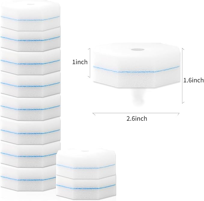 10PCS Toilet Wand Refills - Disposable Replacement Heads for Most Toilet Brushes | Hygienic Cleaning Pads | No-Scratch, Quick-Dry & Easy-to-Use (Sponge Cleaning Head)