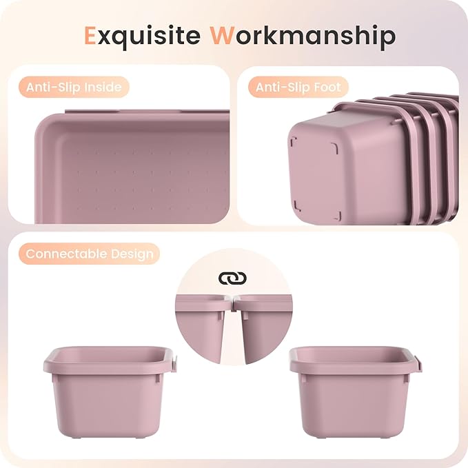 A-LuGei 【28PCS】 Drawer Organizer, Bathroom Organizers and Storage, Makeup organizer, Desk drawer organizer, Storage Bins for Kitchen Office Bedroom Vanity Jewelry Pantry Garage【Purple】【4Size】
