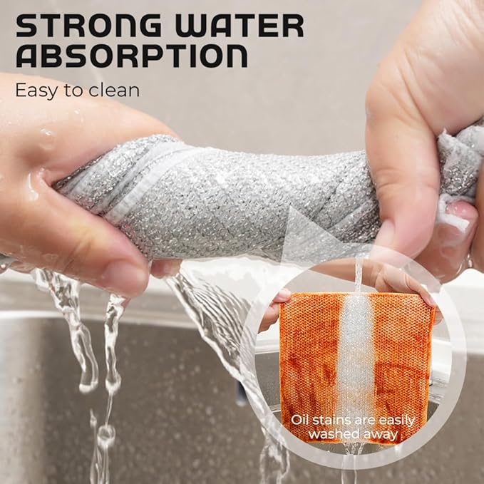 Multipurpose Wire Dishwashing Rags for Wet and Dry, 2025 New Reusable Non Scratch Wire Dishcloth, Premium Scrubbing Wire Dishwashing Rags for Scrubs Dishes, Sinks Cleans (5)