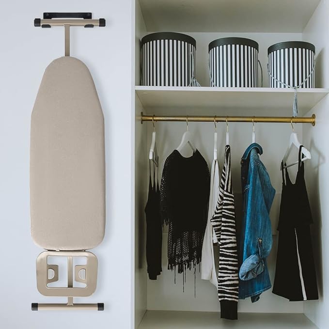Ironing Board Hanger Wall Mount Ironing Board Holder Organizer Wall Rack for Laundry Rooms Storage Rack Hanging Shelf Hanger (Black)
