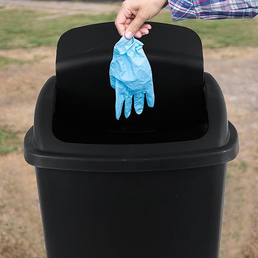 Yuright 40 L / 10 Gallon Swing Lid Trash Bins, 4 Pack Large Plastic Garbage Cans, Black