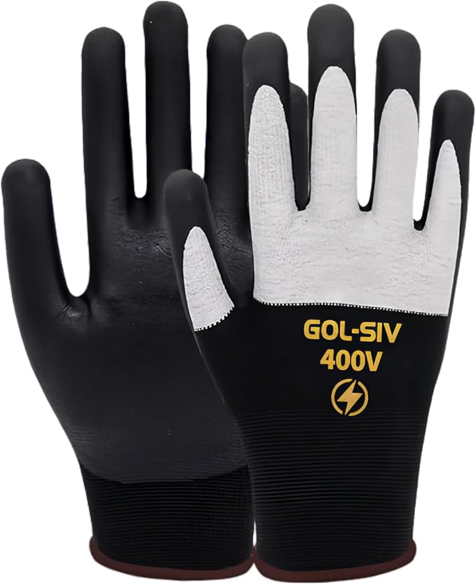 400V Electrical Gloves For Electrician XL - Flame Retardant,Low Voltage Insulated Safety Work Gloves,Rubber Non Slip,Touch Screen Grip