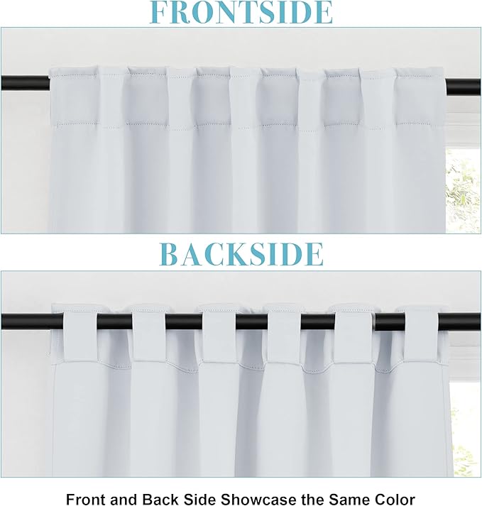 RYB HOME Bathroom Curtains Blackout - Thermal Insulating Privacy Small Window Curtains Short for Bedroom Basement Kitchen Kids Nursery Cabinet, Wide 42 x Long 30 inches, 2 Panels, Grayish White