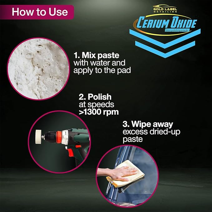 Optical Grade Cerium Oxide 8oz Glass Repair Powder | Glass Window and Windshield Repair