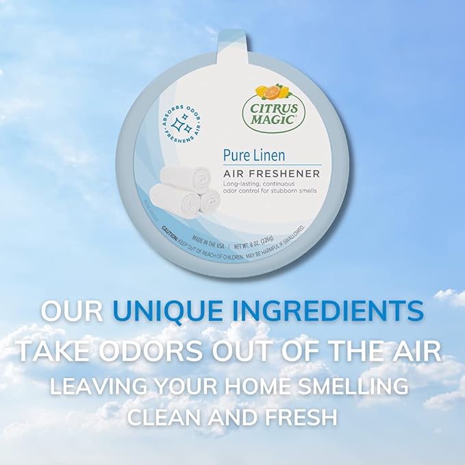 Citrus Magic Odor Absorbing Solid Air Freshener, Pure Linen, 8-Ounce, Pack of 6, 6 Count