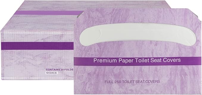 EZbrnd Premium Half-Fold Disposable Toilet Seat Covers, Flushable Paper Cover for Bathtoom, White, 250 Sheets x 20 pk