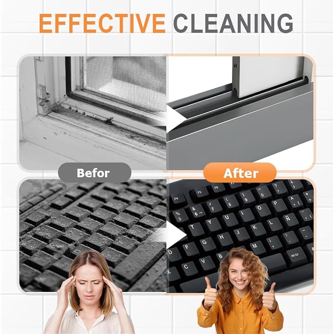 2 in 1 Groove Cleaning Brush, Upgraded Crevice Cleaning Brush & Magic Window Track Cleaner for Sliding Door Tracks, Window Sills, Tile Lines, Car Vents, Kitchen and Bathroom Tight Spaces (2PC)