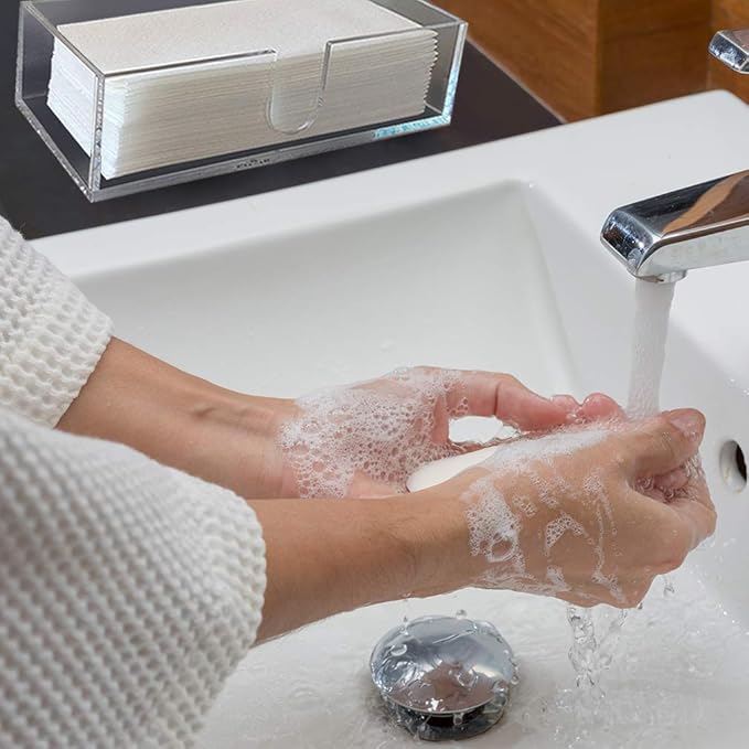 Sicily Acrylic Napkin Holder (5mm) Multifold Paper Towel Dispenser (9.87”W x 4.75”D x 2.75”H) Hand Towel Holder for Bathroom and Kitchen Countertop