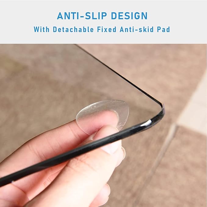 GLSLAND 46" x 55" Tempered Glass Chair Mat Heavy-Duty Floor Protector for Carpet & Hard Floors Scratch-Resistant Clear Office Mat 1/5" Clear