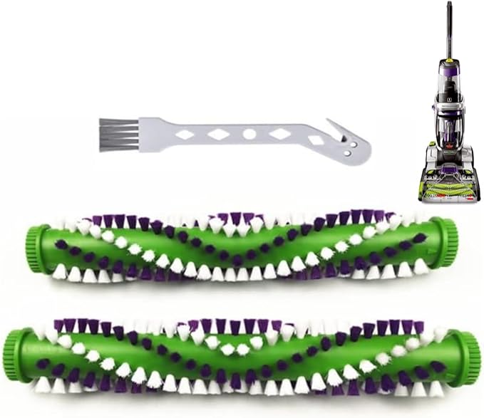 Vacuum Carpet Cleaning Brush Replacement Part Compatible Bissell ProHeat 2X Revolution Pet Pro 3432 3588F 1986 1964 19862 Roller Brush Assembly Number #1611133（2 pack green）