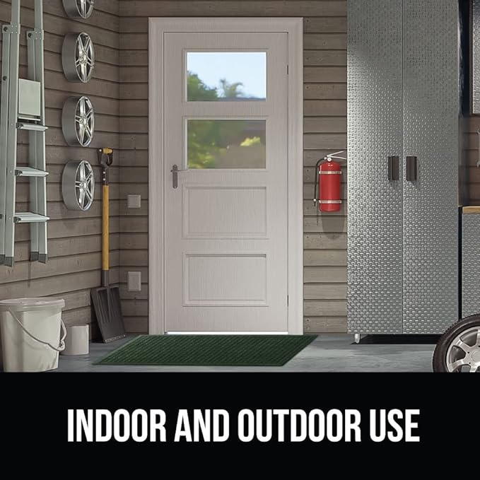 GORILLA GRIP Front Door Mat, 35x23, Indoor Outdoor Ultra Absorbent HydroAbsorb Doormat, Absorbs Up to 5.7 Cups of Water, Stain and Fade Resistant, Rubber Backing Doormats, Captures Dirt, Green