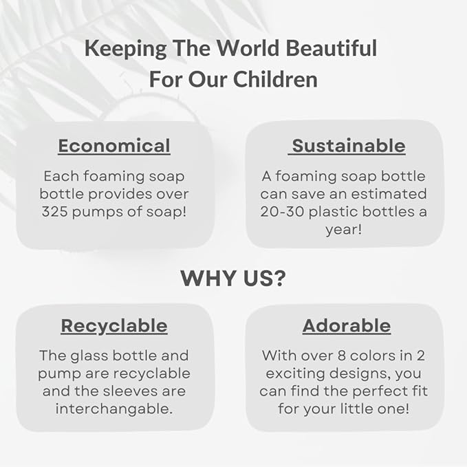 SoCal Suds & Company Glass Foaming Hand Soap Dispenser, Soft Grip Silicone Sleeve, Refillable Pump Bottle for Kids, Baby Wash & Shampoo, Ideal for Home Use, Light Yellow 8oz
