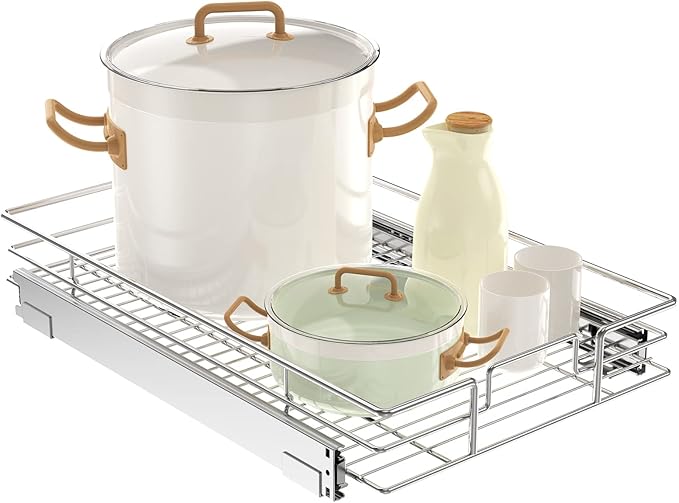 LOVMOR Pull Out Cabinet Organizer 15½" W x 21½" D, Kitchen Cabinet Pull Out Shelves Slide Out Storage