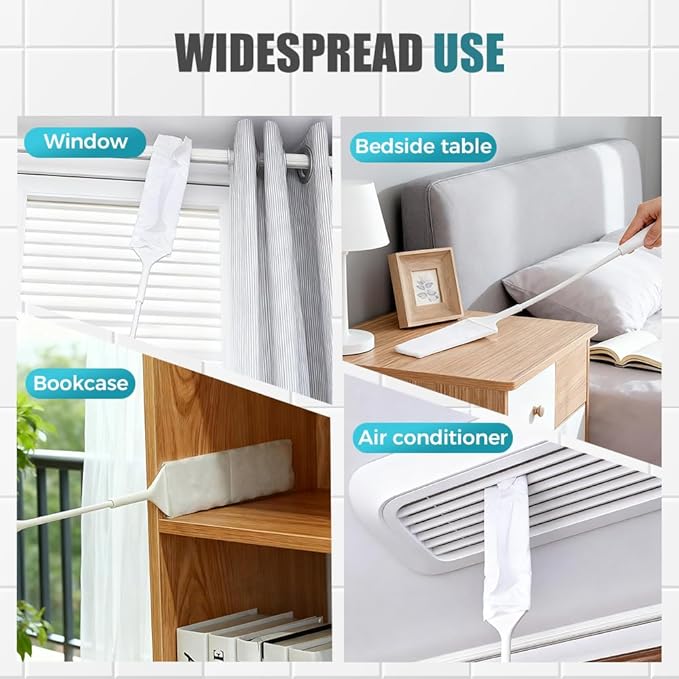 Retractable Gap Dust Cleaner, Bendable Microfiber Duster for Household Flat Duster for Under Appliances, Retractable Gap Dust Cleaning Artifact Extendable Dusters with Nonwoven Fabric (1, Blue)
