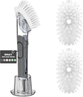 Soap Dispensing Replacement Dish Brush Storage Set with 2 PCS Brush Refills & Holder - RIMAY Dispenser Scrub Cleaning Scrubber Kitchen Dishwashing Dish Wand Handle for Dishes/Pans/Pots/Sink(Black)