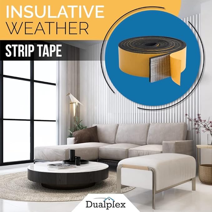 High Density Foam Weather Stripping Door Seal Strip Insulation Tape Roll for Insulating Door Frame, Window, Air Conditioner | Self Adhesive Sealing Weatherstrip (3 in x 1/16 in x 10 Ft, Black)