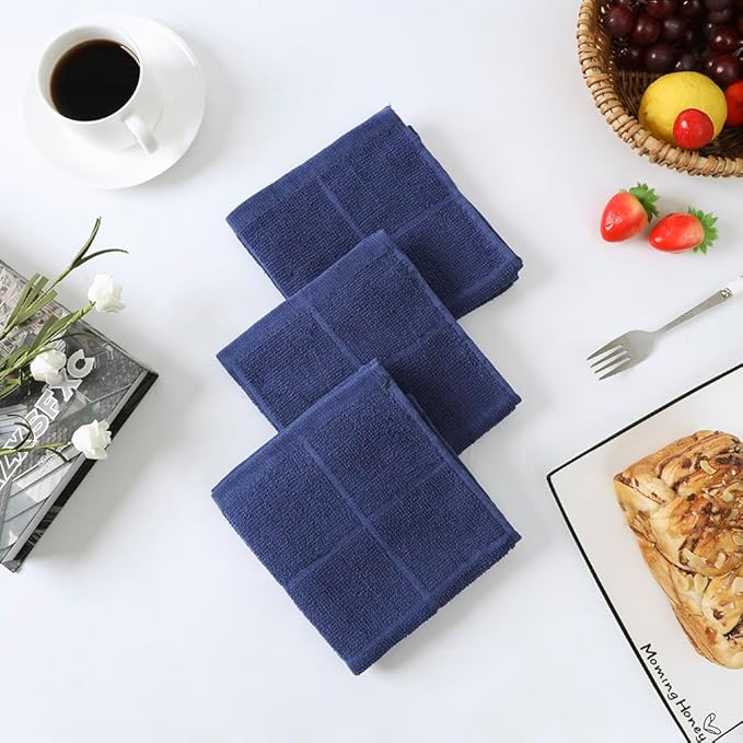 Glynniss Kitchen Dish Cloths Highly Absorbent Dish Rags 100% Cotton Wash Cloths for Washing Dishes (Grey, 24)