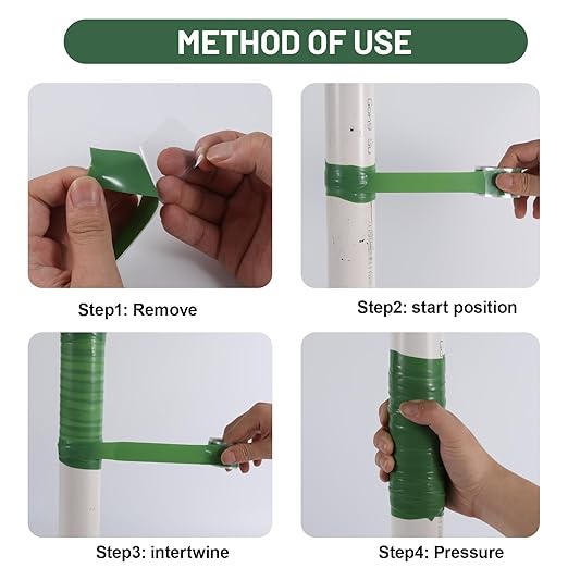 Self Fusing Silicone Tape 4 Rolls 1 in x 10' Green Waterproof Rescue Tape Rubber Leak Silicone Self-amalgamating Tape for Plumbing, Sealing Pipes, Hose Repair, Outdoor Coax and Tool Fixation