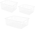 Freezer Organizer Bins, Upright Freezer Storage Blacks for 16, 17, 21 cu.ft Standup Freezer, Deep Freezer Organizer Bin with Hndle Add Space Easy Reach, White, 3Pack.